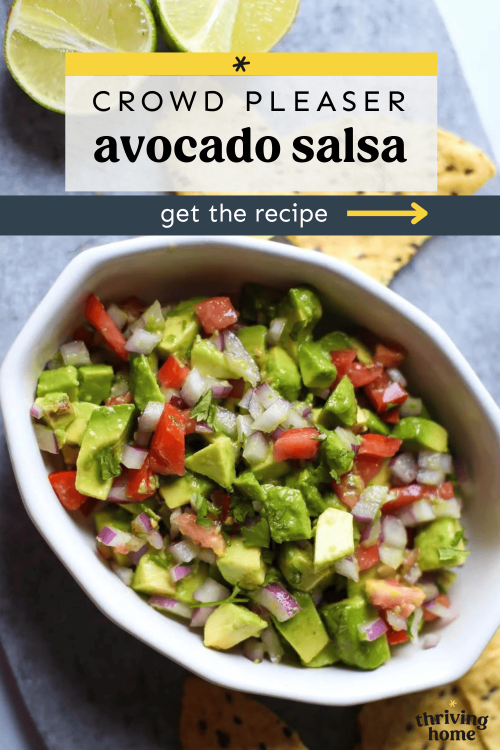 Chunky salsa made of avocado, tomato, and lime juice.