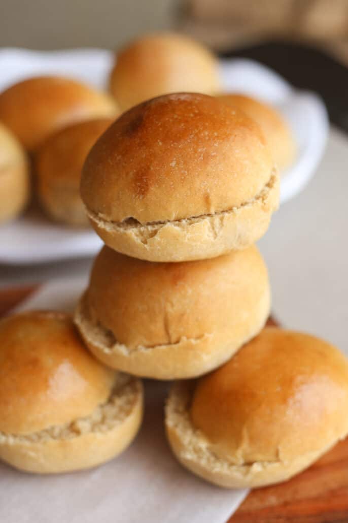 Hamburger buns stacked up