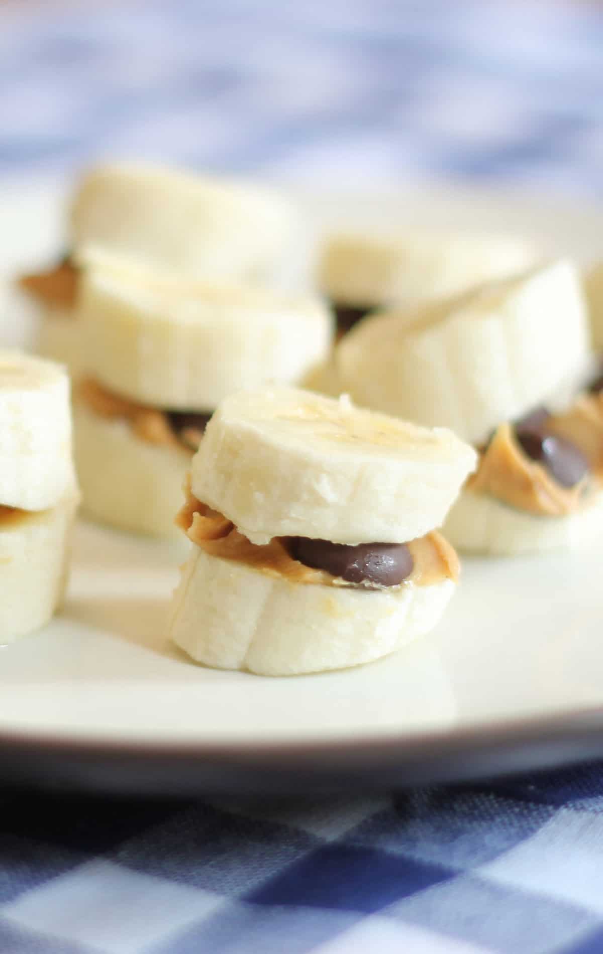 Banana Bites on a white plate. 