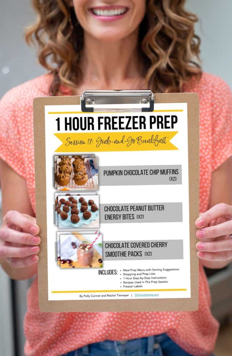 woman holding a 1 hour freezer prep session