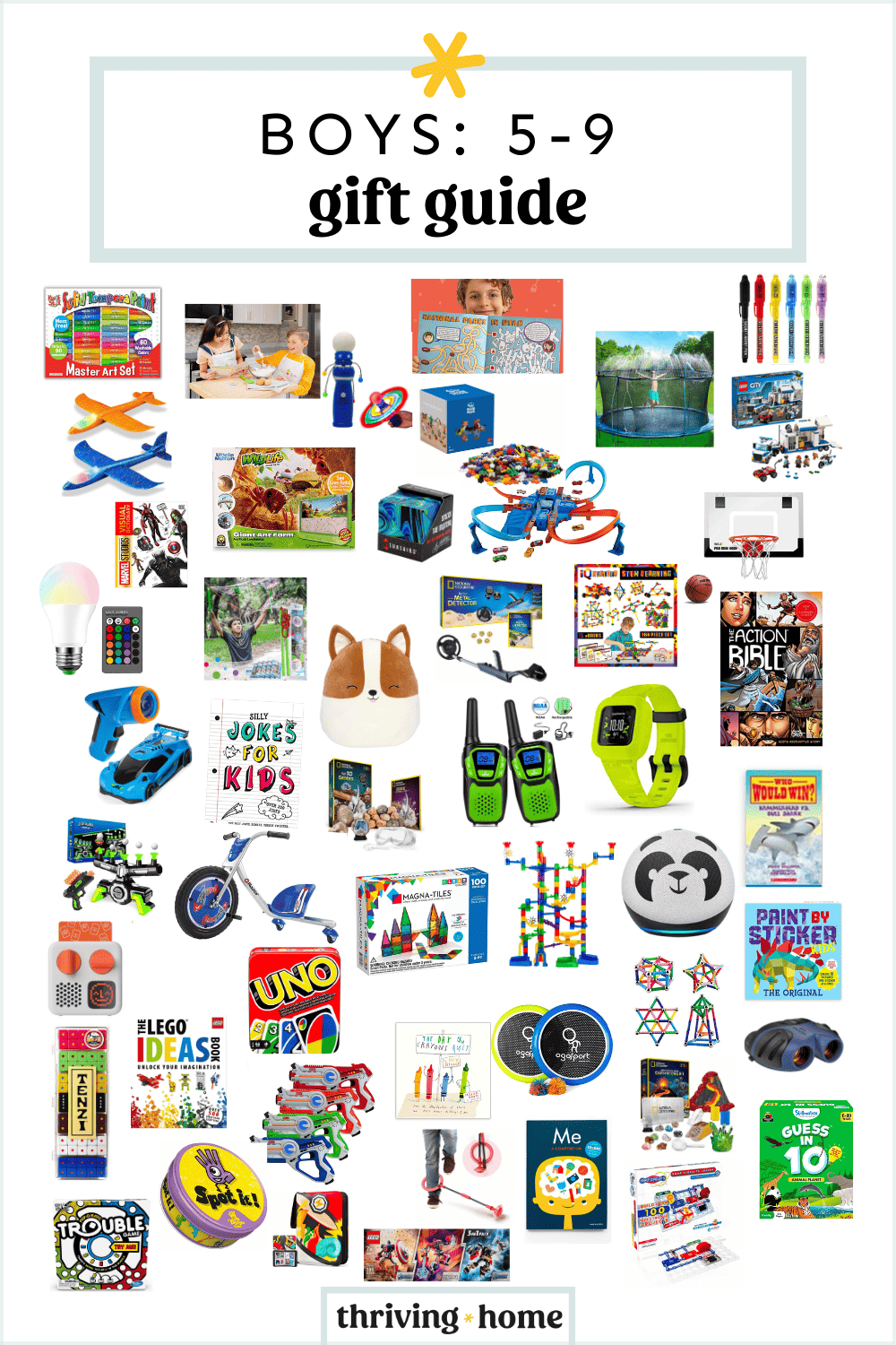 Boys gift guide for 5-9 year olds. 