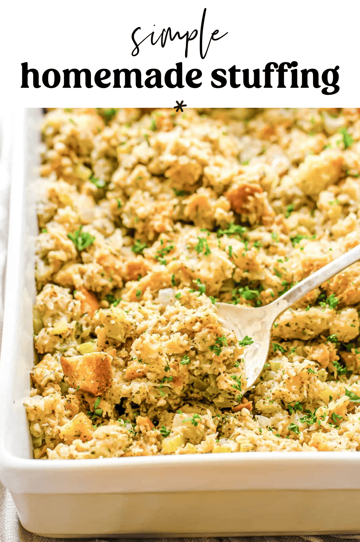 A pan of homemade stuffing.