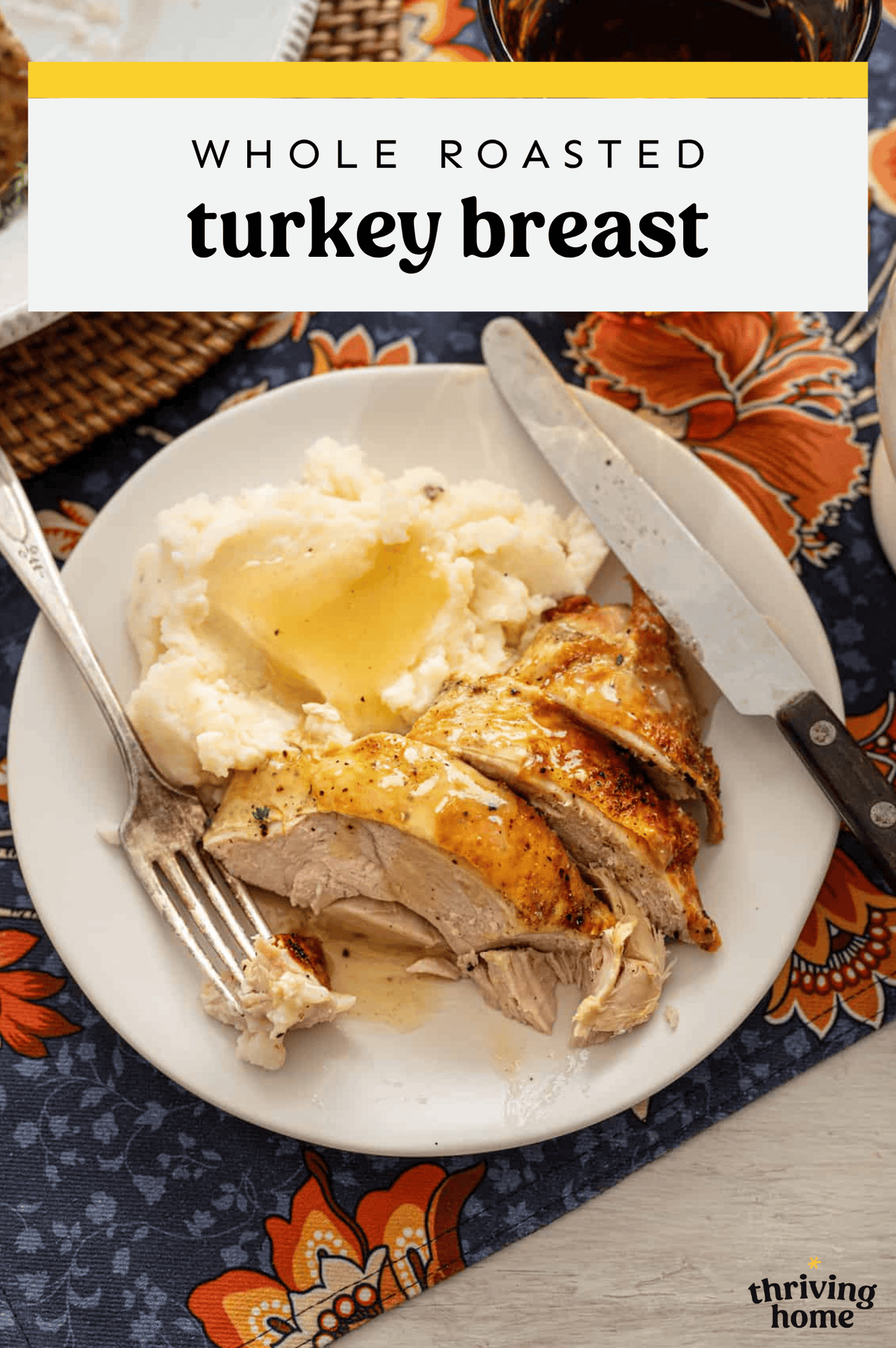 Sliced turkey breast and mashed potatoes with gravy.
