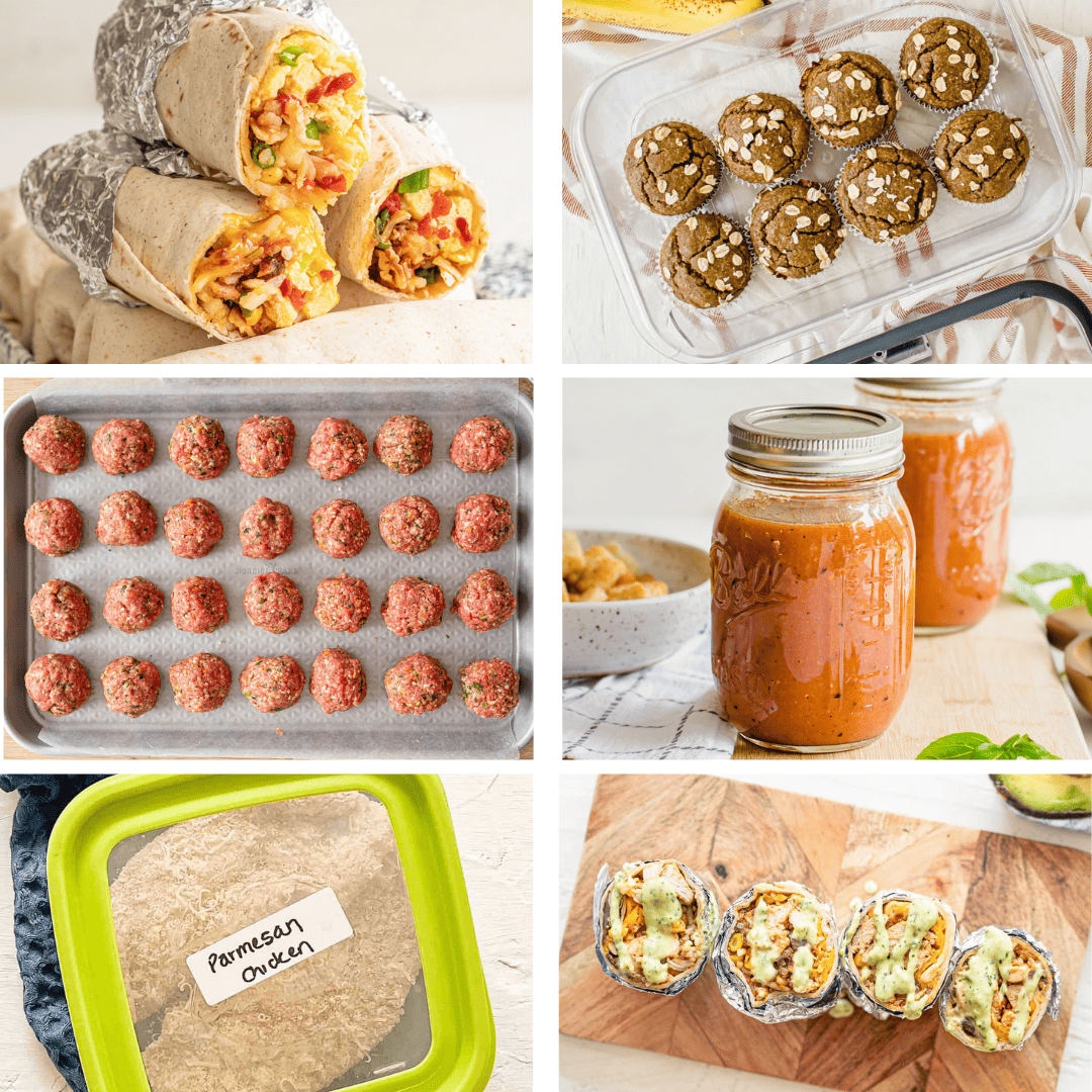 Collage image for freezer meals.