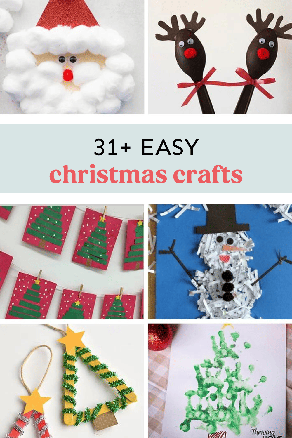 Collage of completed Christmas Crafts for Kids!