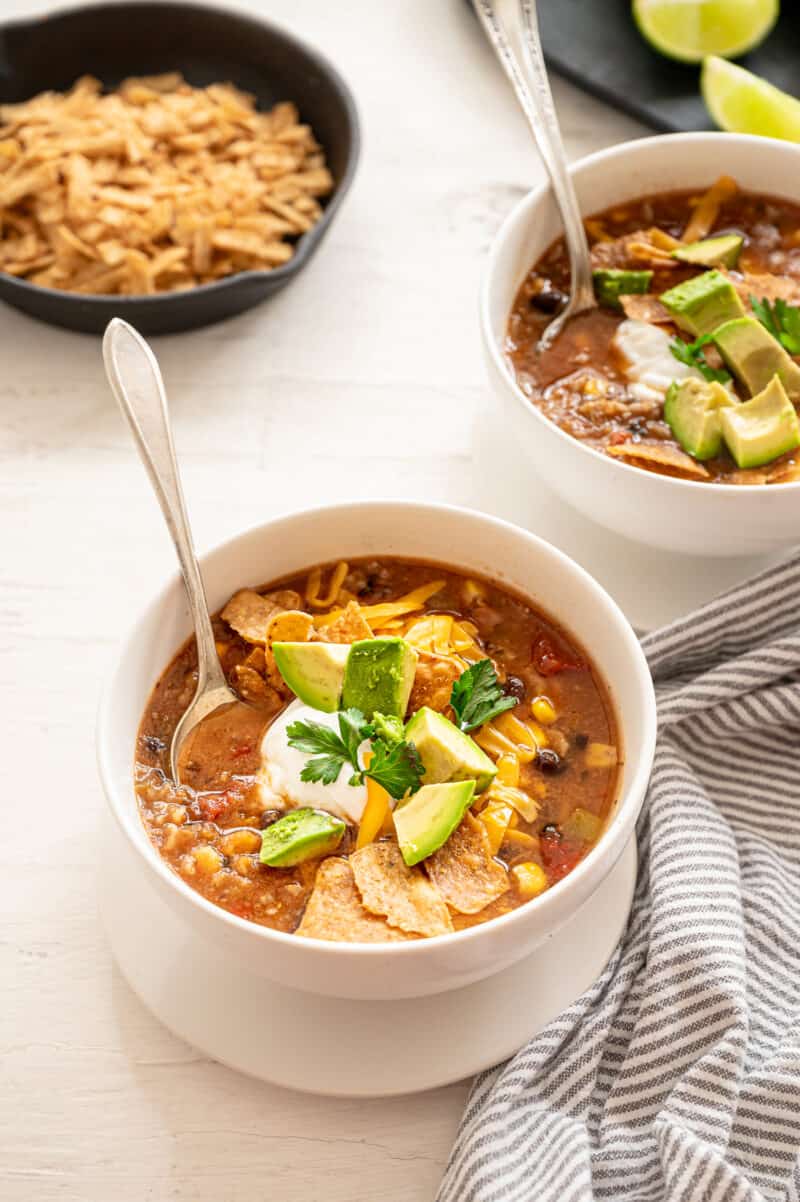 EASY Vegetarian Tortilla Soup (One Pot!) - Thriving Home