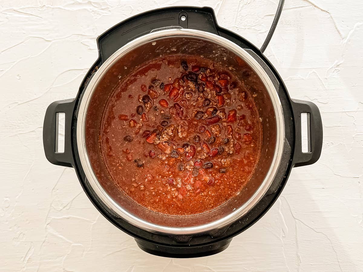 Chili prepped in an instant pot.