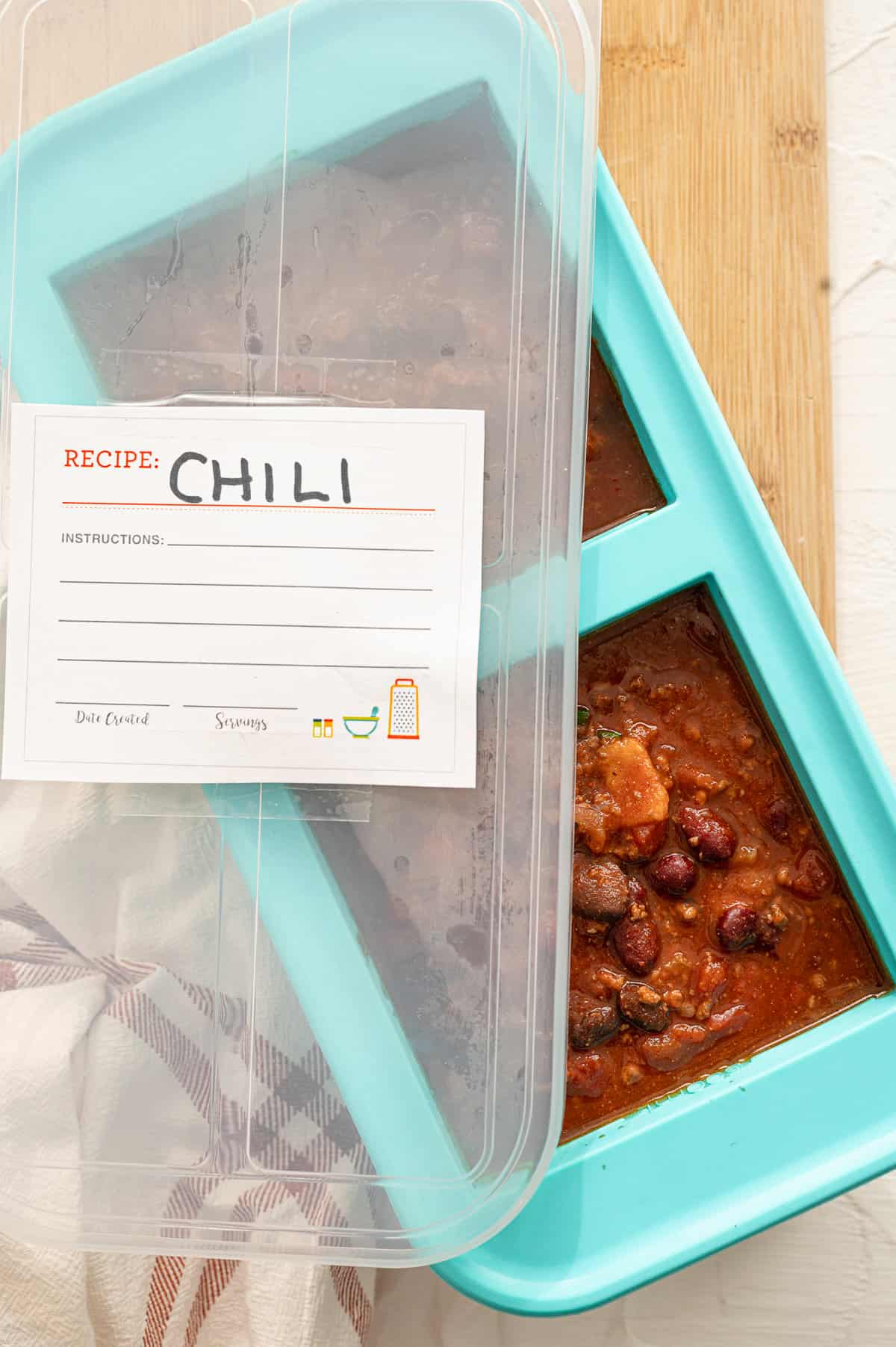 Chili prepped for the freezer in soupercubes.