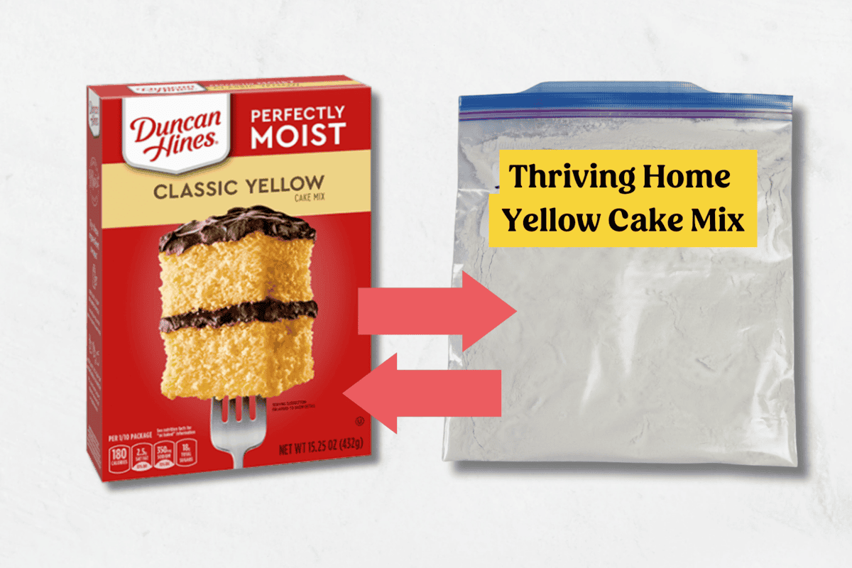 A comparison between boxed yellow cake mix and thriving home yellow cake mix. 