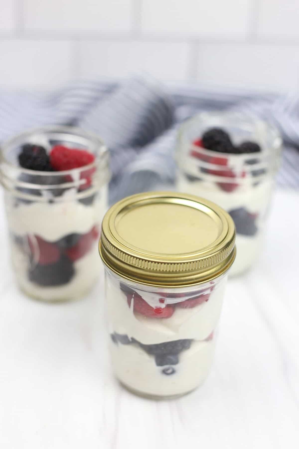 Make ahead yogurt parfait in a mason jar with lid.