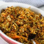Roasted vegetable hash ready to be served.