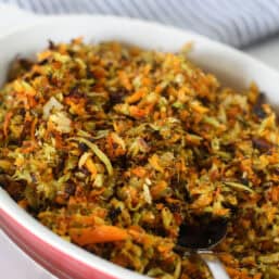Roasted vegetable hash ready to be served.