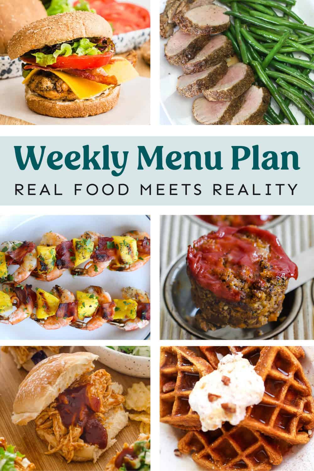 Collage of meals on the weekly menu plan.