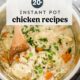 Instant Pot chicken and dumplings with a serving spoon.