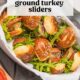 ground turkey sliders in a basket.