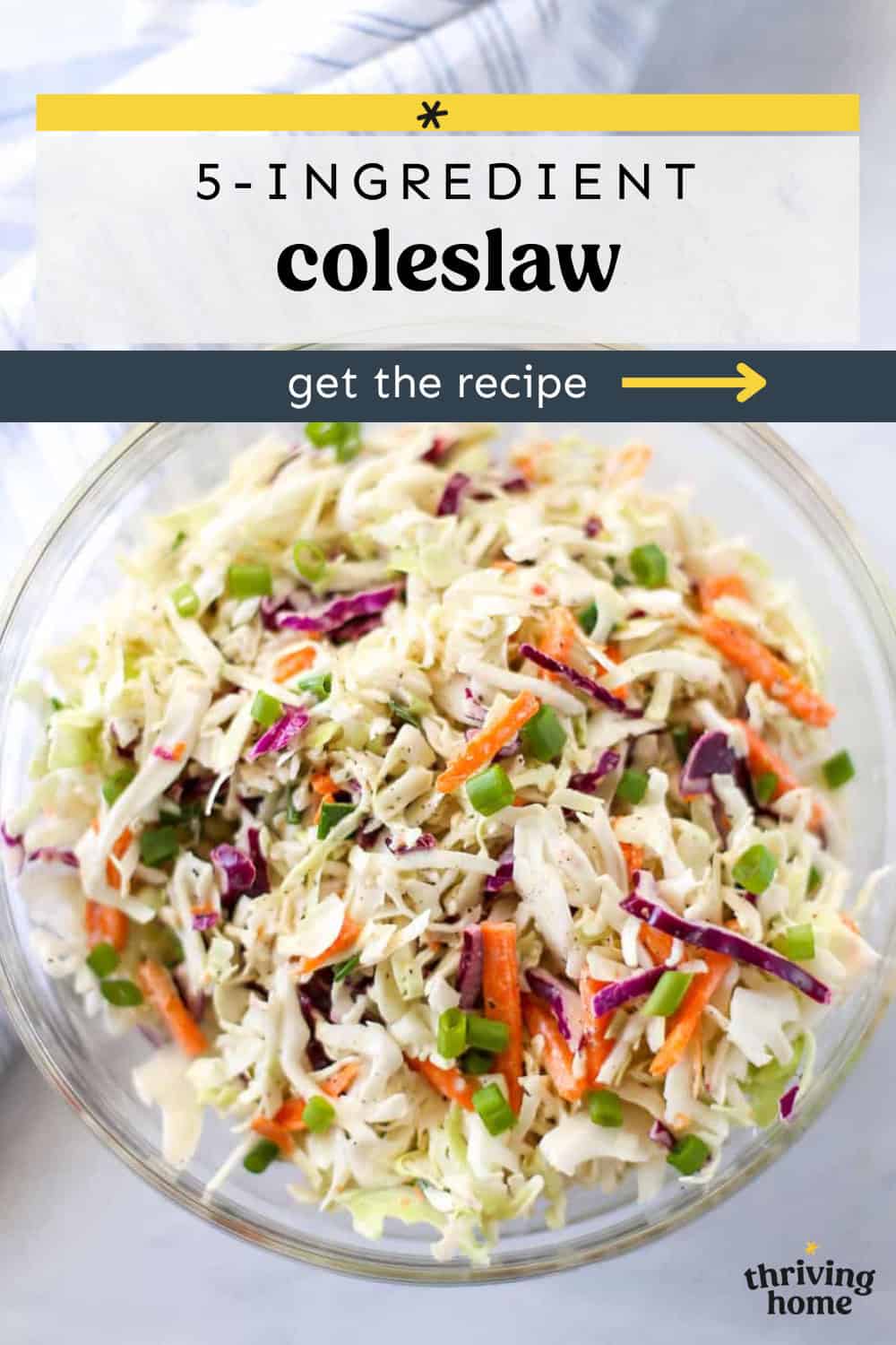 Bowl of creamy 5-ingredient coleslaw.