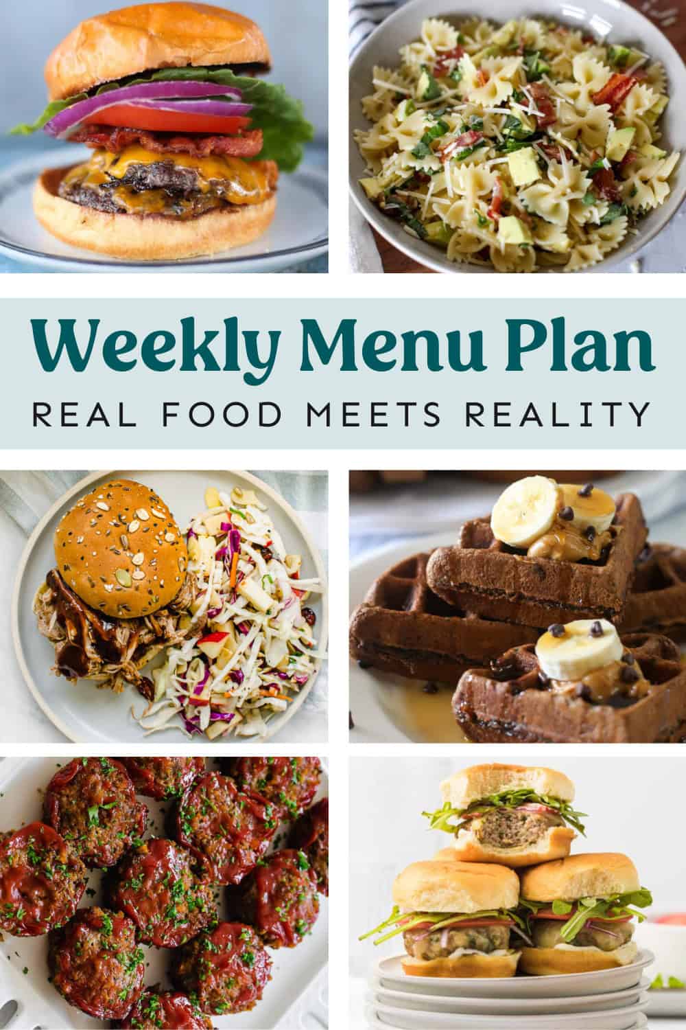 Collage of meals from the weekly menu plan.