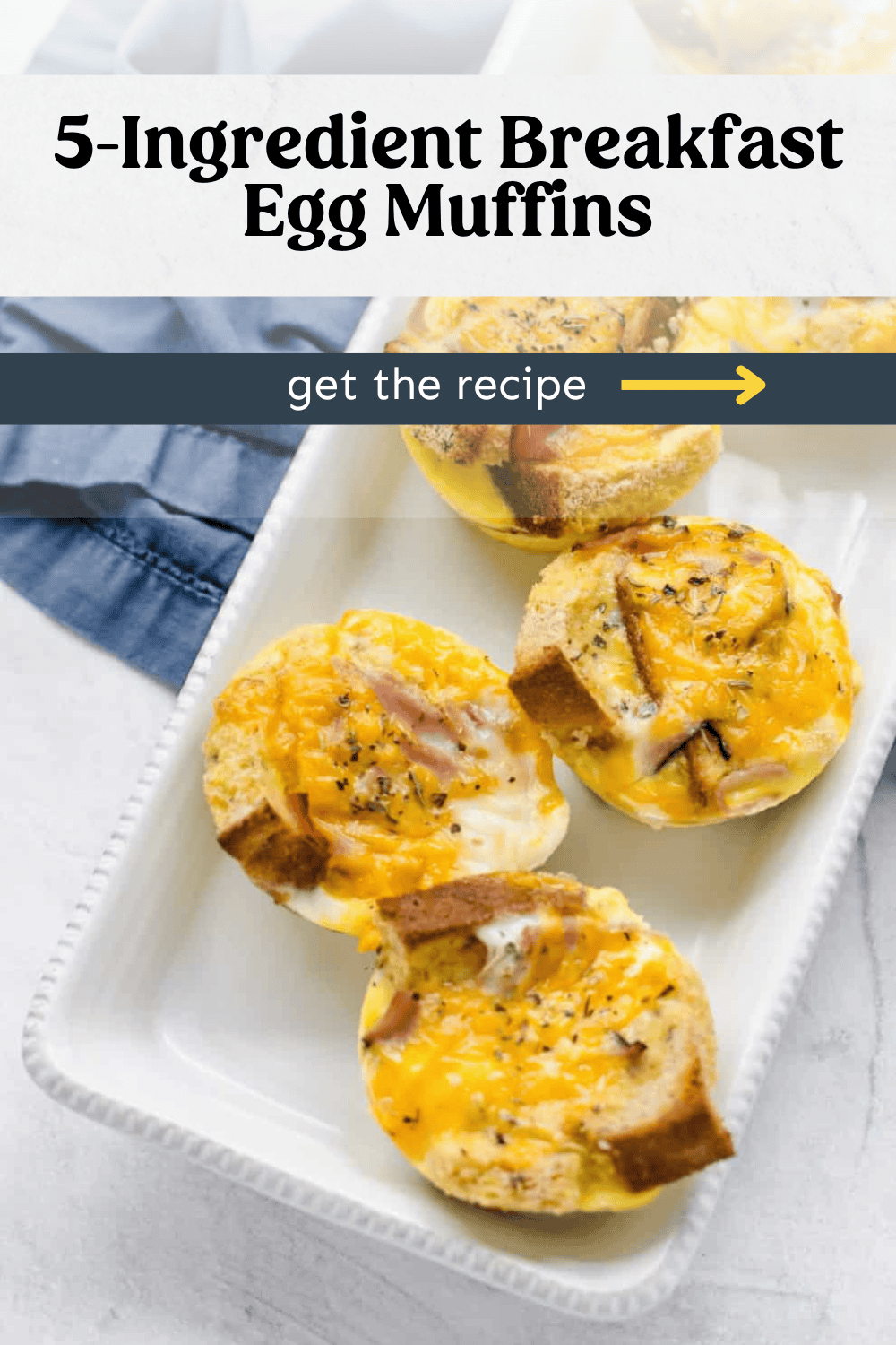 5-Ingredient breakfast egg muffins lined up on a platter.