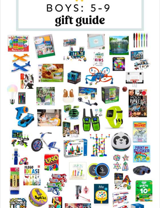 Gift ideas for boys in elementary school, ages 5-9.