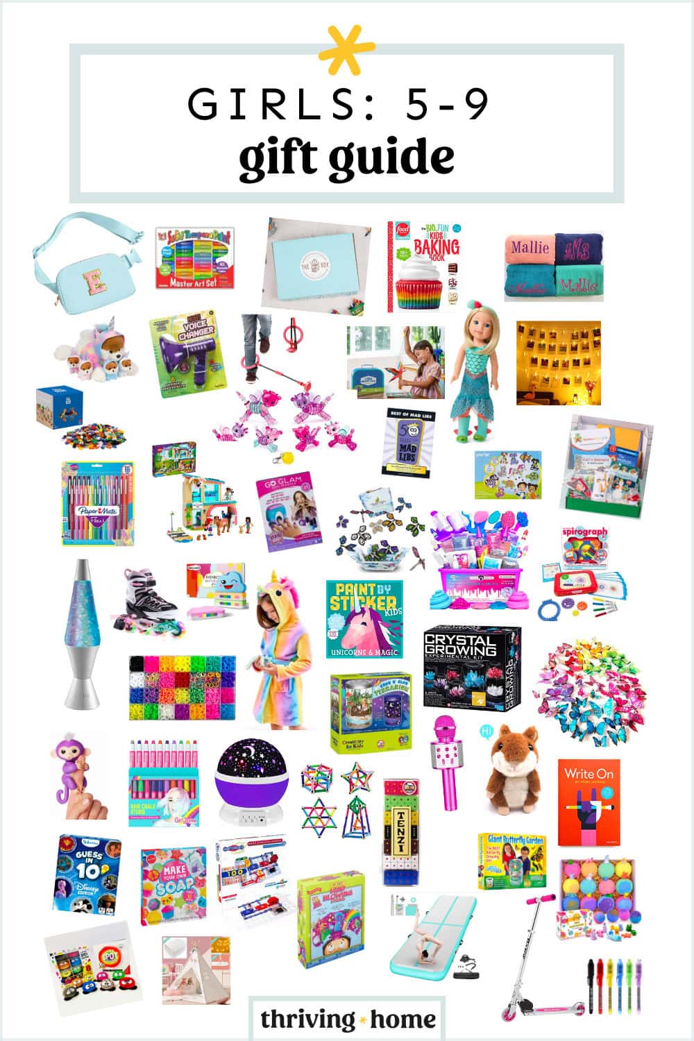 Gift ideas for elementary girls ages 5 through 9.