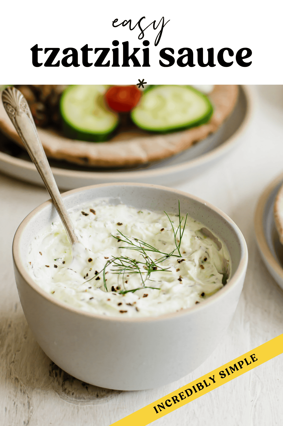 Homemade tzatziki sauze in a bowl.