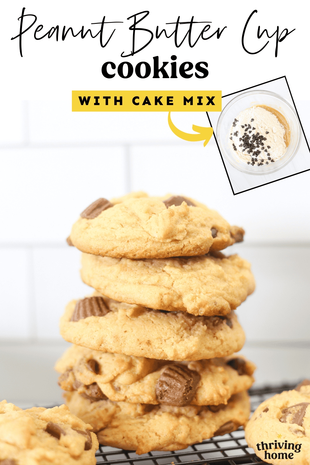 A stack of peanut butter cake mix cookies. 