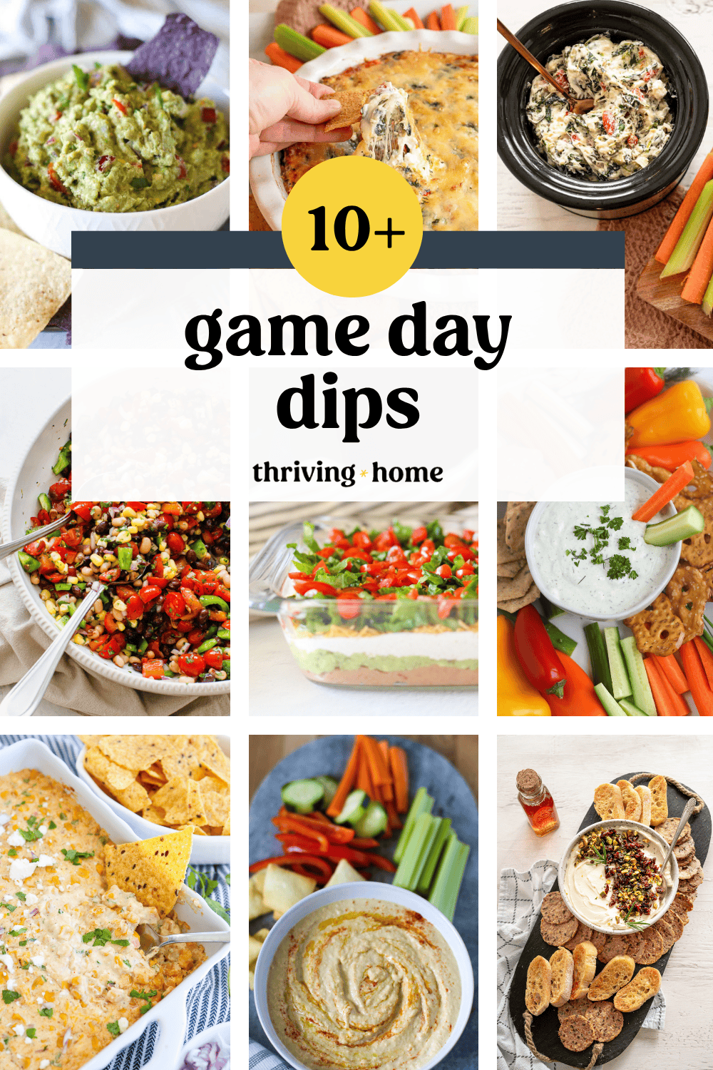 A variety of dips for game day.