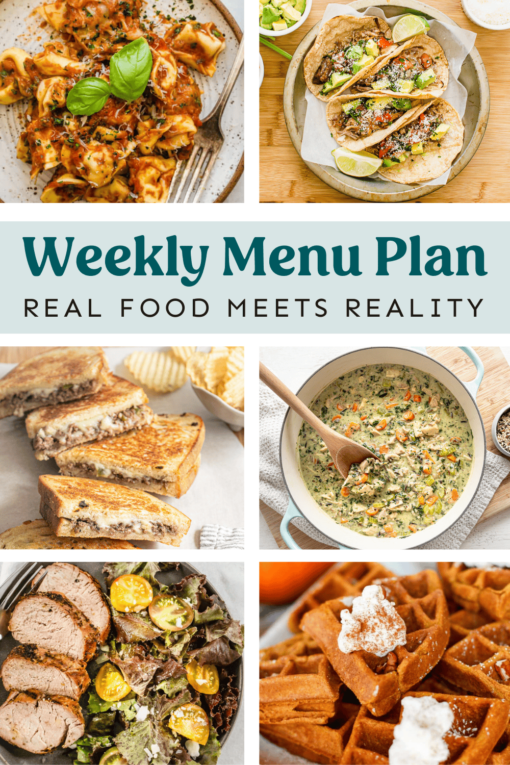 Collage of meals on the weekly menu plan.