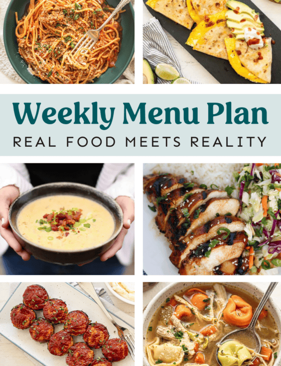 Collage of meals from the menu plan.