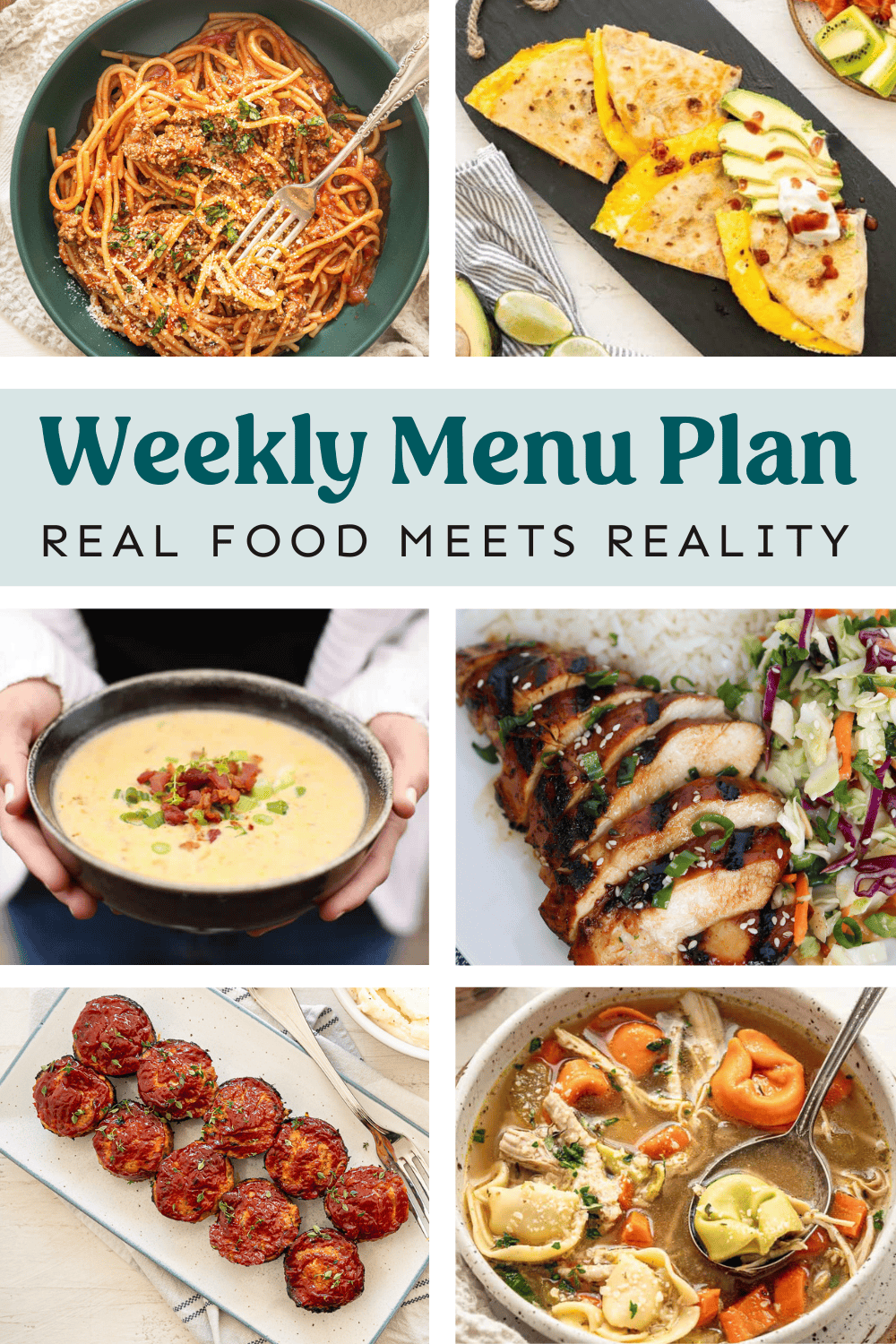 Collage of meals from the menu plan.