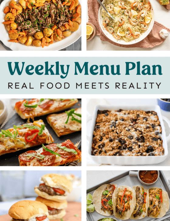Collage of meals from the weekly meal plan.