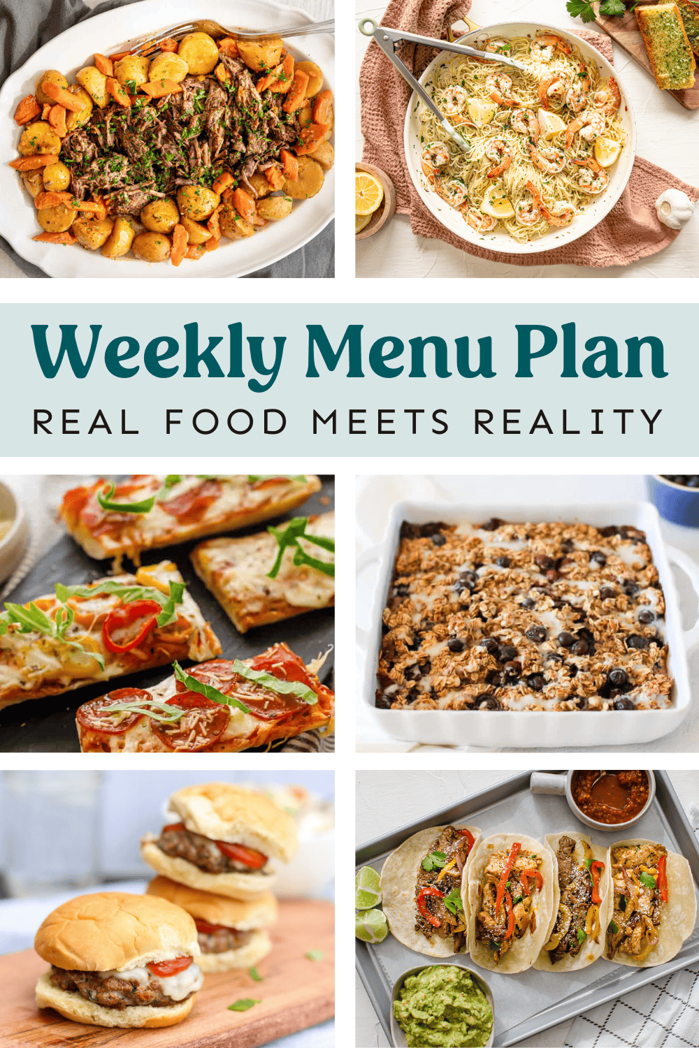 Collage of meals from the weekly meal plan.