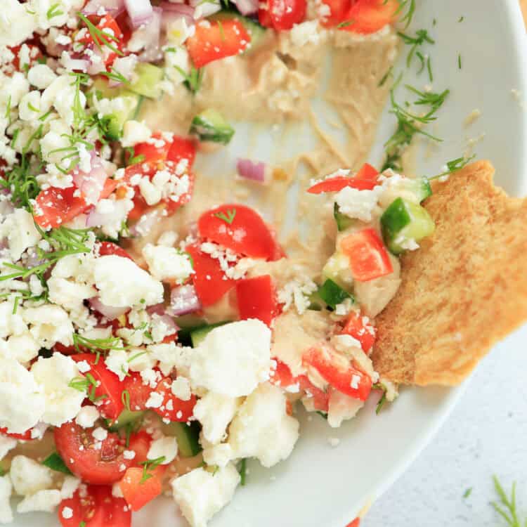 Greek dip with feta cheese and tomatoes.