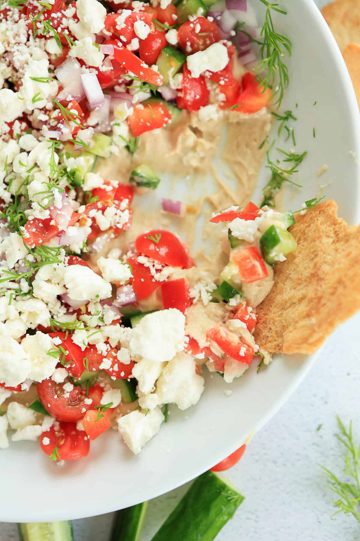 Greek dip with feta cheese and tomatoes.
