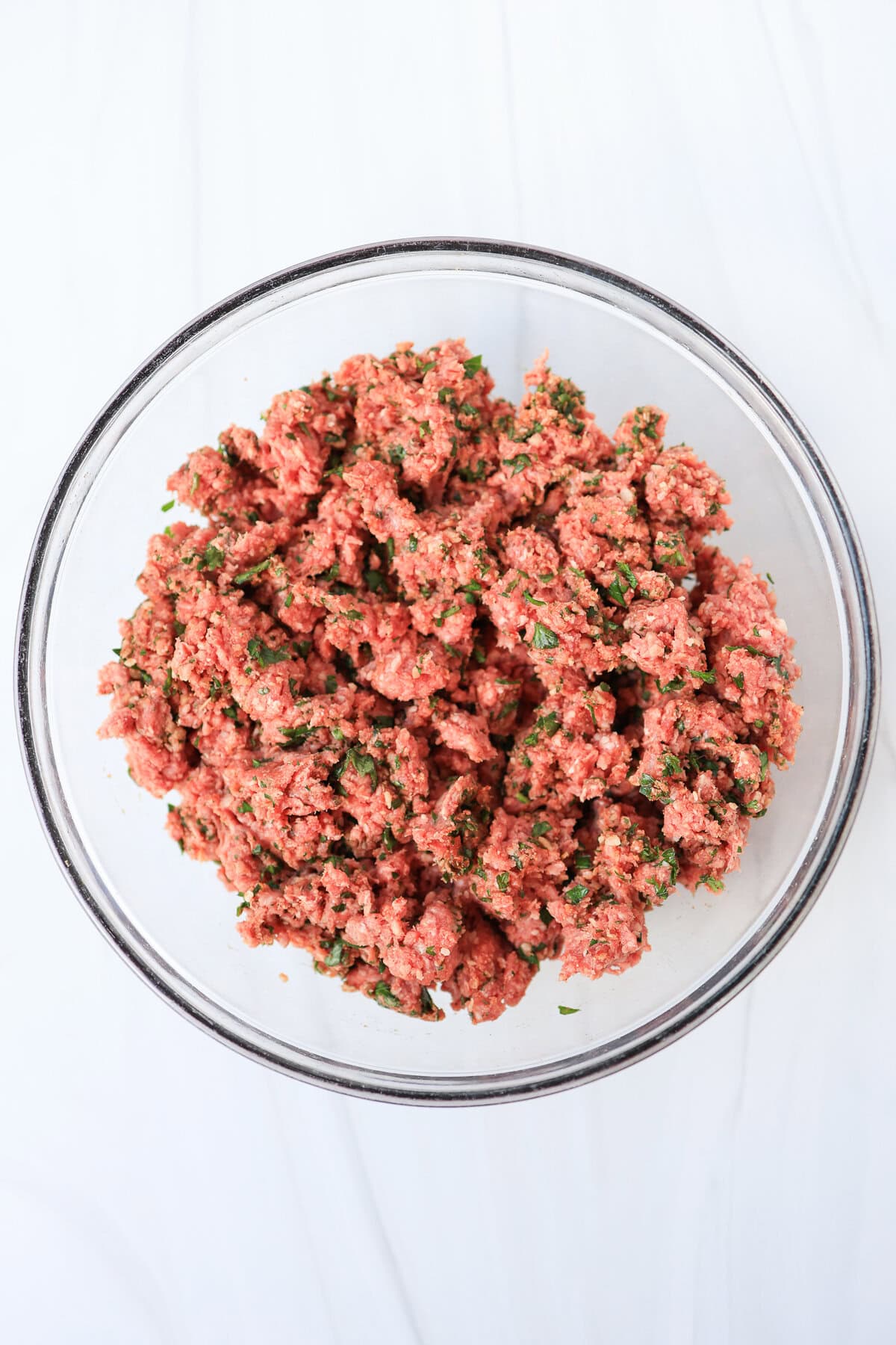 Ground beef mixture with seasoning.