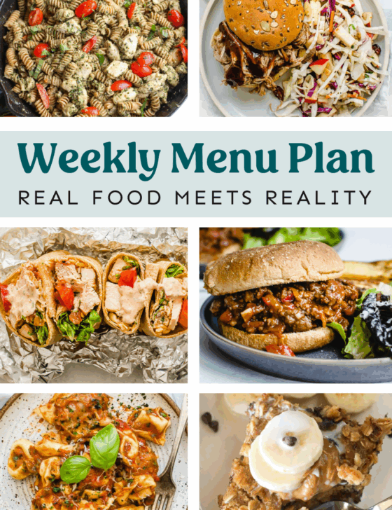 Photo collage of meals from the weekly menu plan.