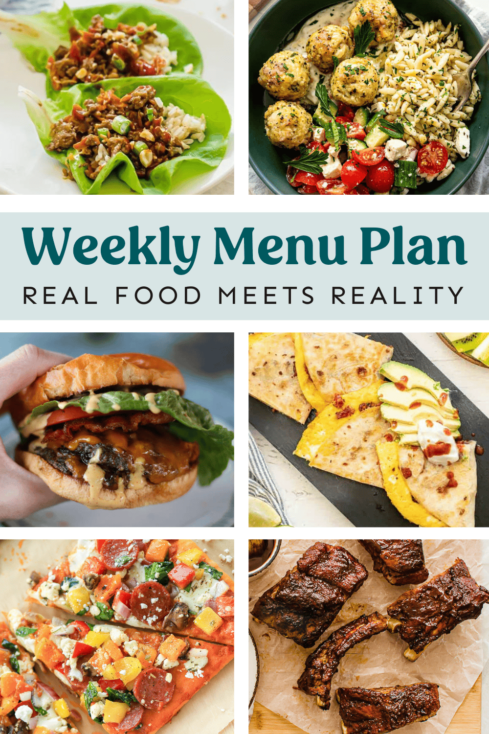 Collage of recipes from the weekly meal plan.