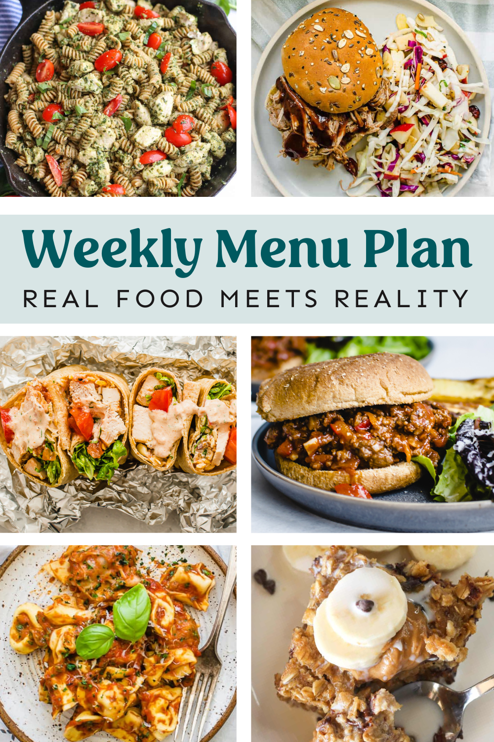 Photo collage of meals from the weekly menu plan.