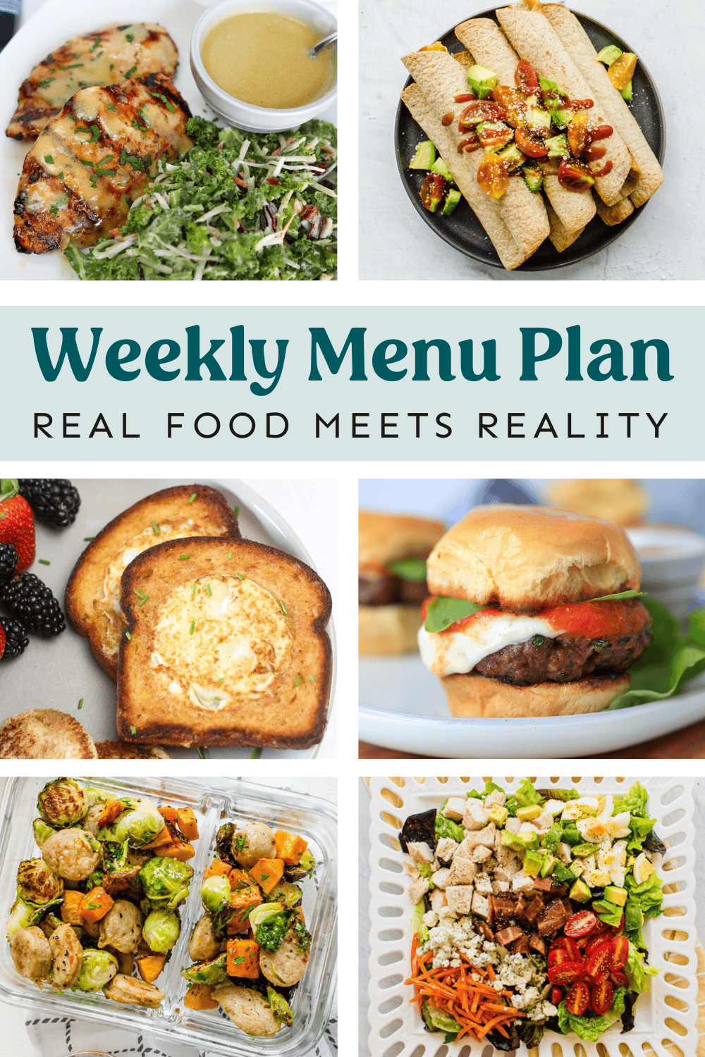 Collage of meals on the weekly menu plan.