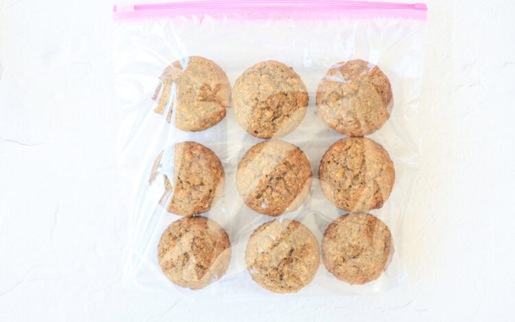 Muffins in a freezer bag.