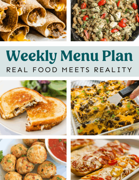 Collage or meals from the weekly menu plan.