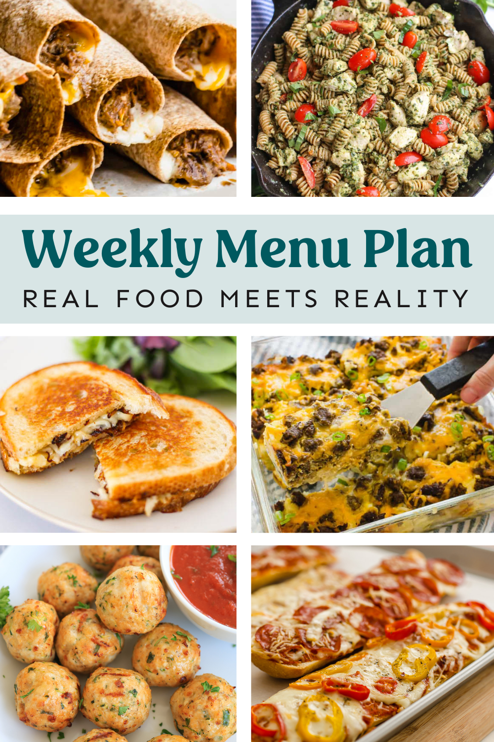 Collage or meals from the weekly menu plan.