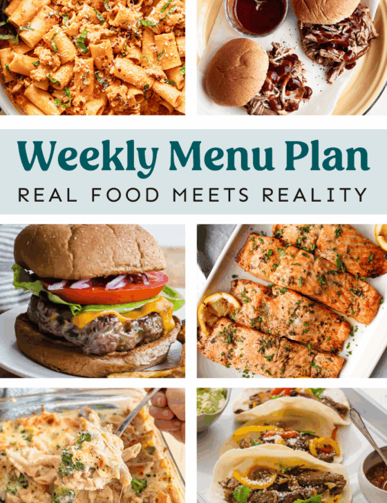 Collage of meals from the menu plan.