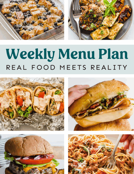 Collage of meals from the menu plan.