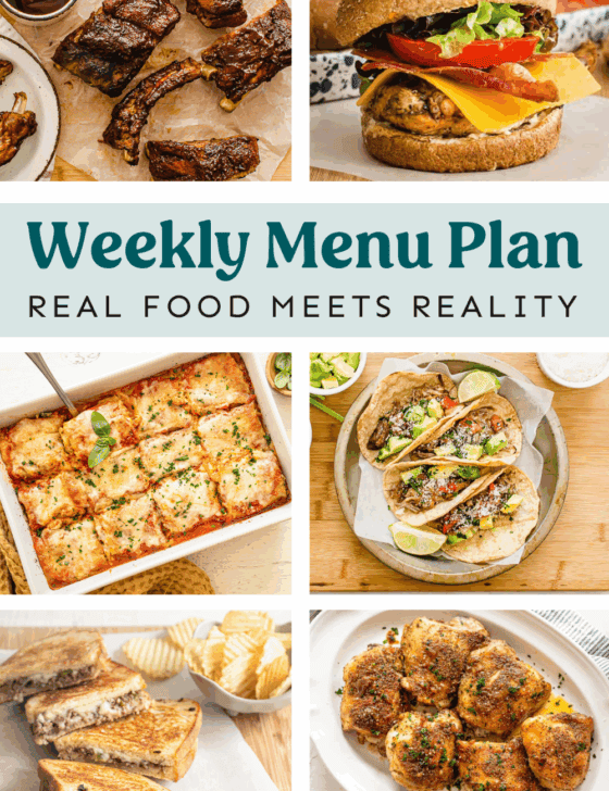 Collage of meals from the menu plan.