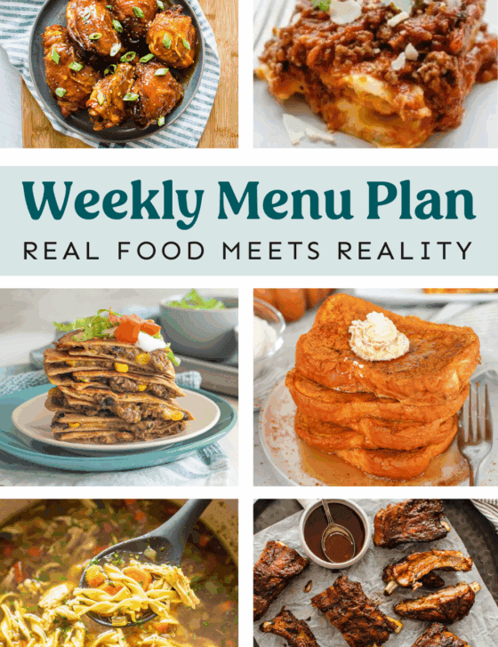 Collage of meals from the menu plan.