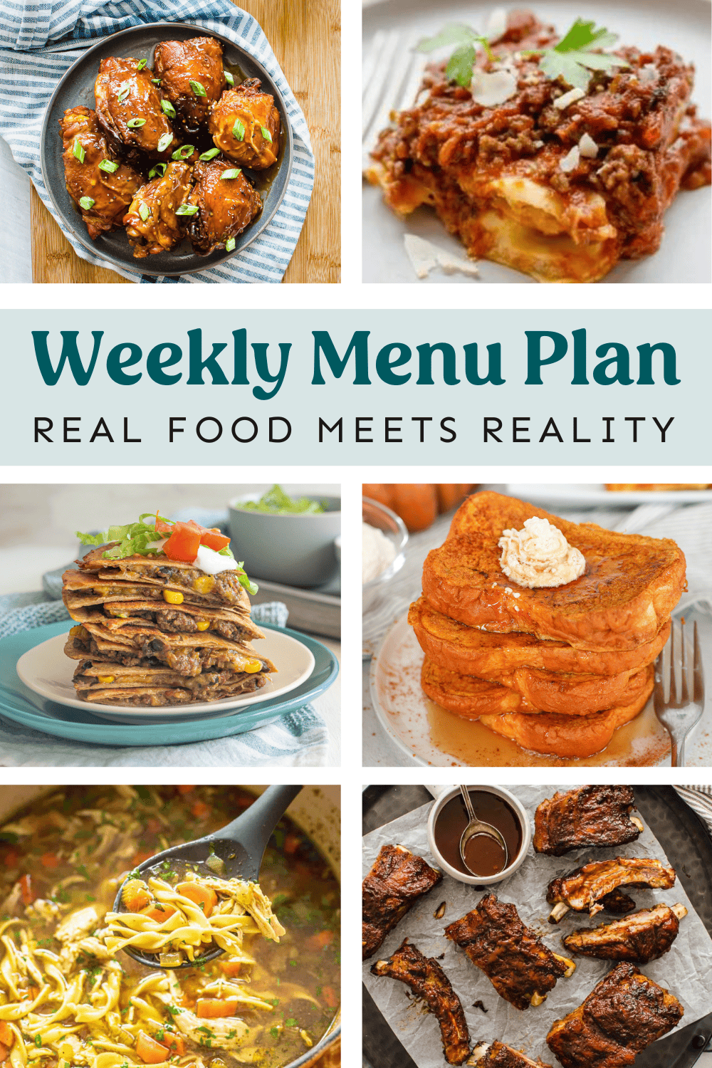 Collage of meals from the menu plan.