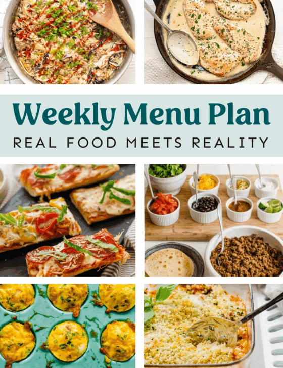 Collage of meals on the weekly menu plan.