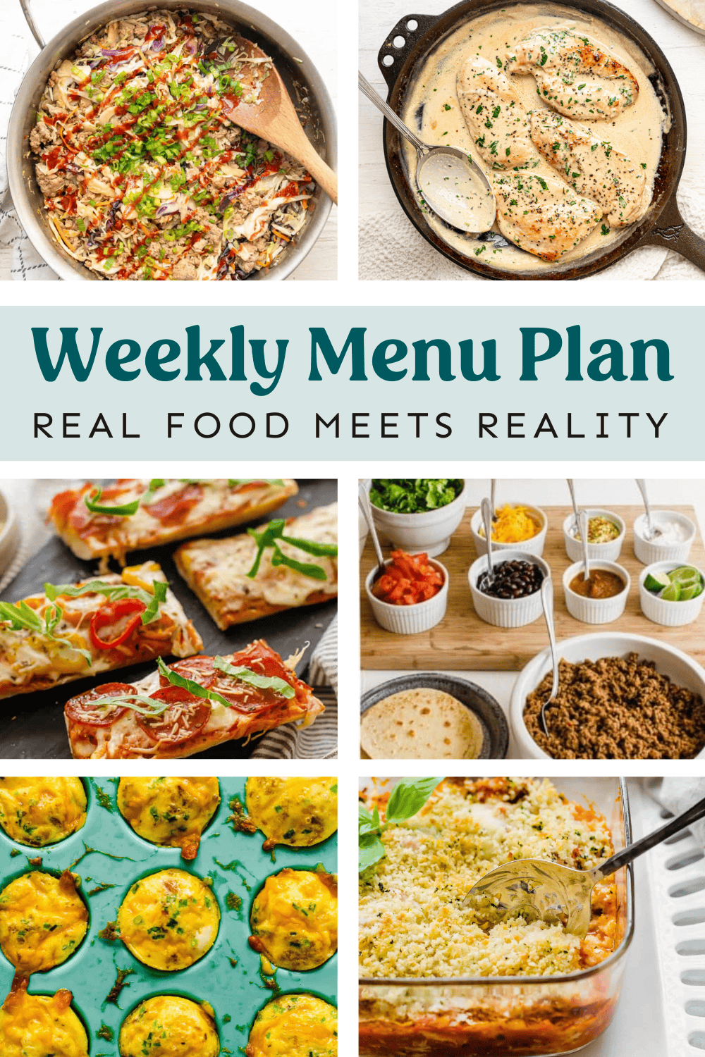 Collage of meals on the weekly menu plan.