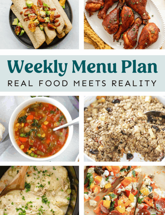 Collage of meals from the menu plan.